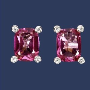 925 Sterling Silver Earrings with Natural Antique Pink Topaz 8x6mm Gem